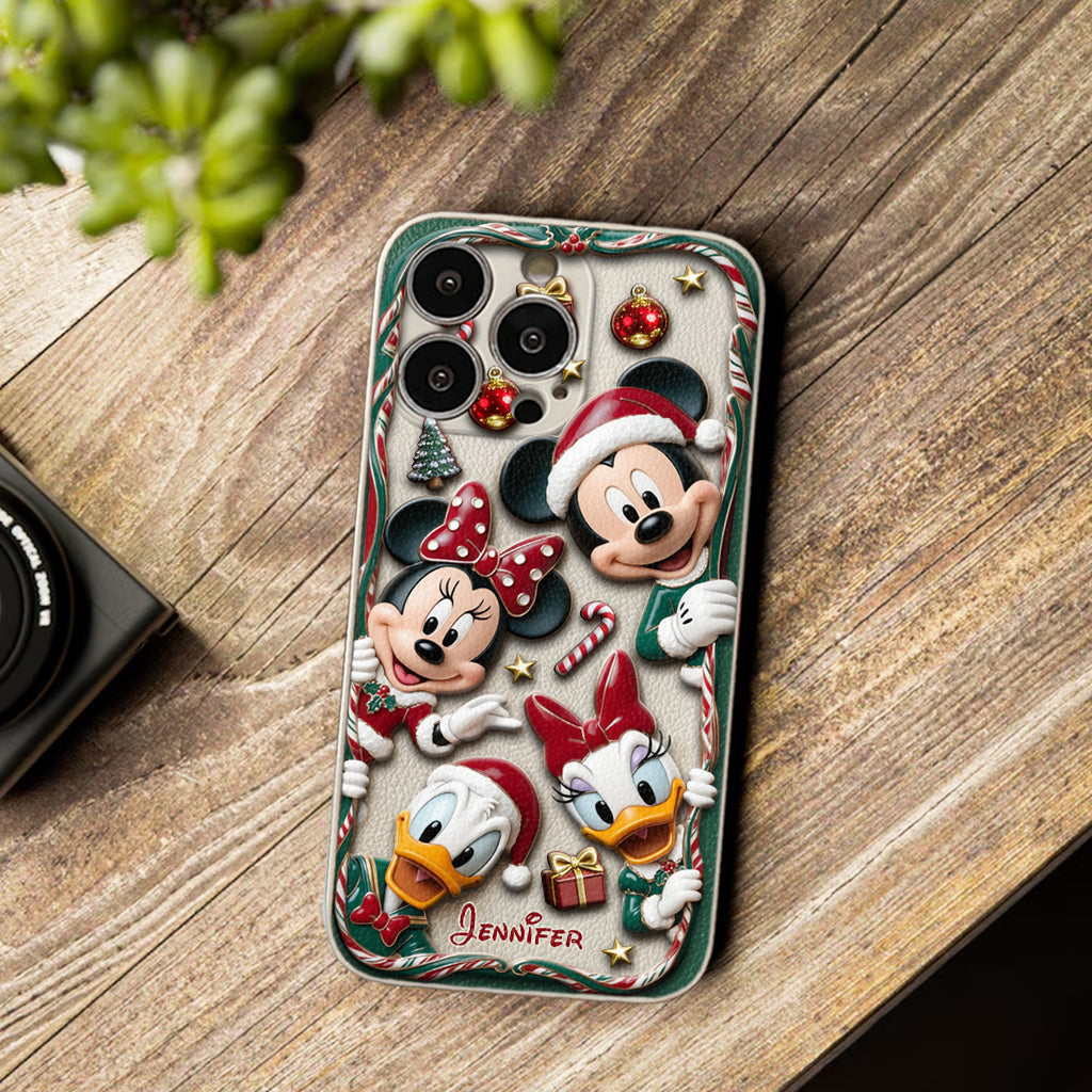 Magical Friends - Personalized Mouse 3D Embossed Leather Phone Case