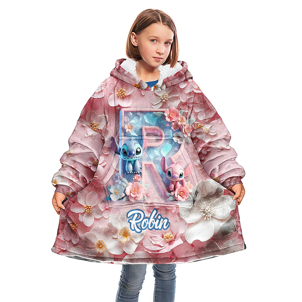 Floral Ohana - Personalized Ohana Blanket Hoodie