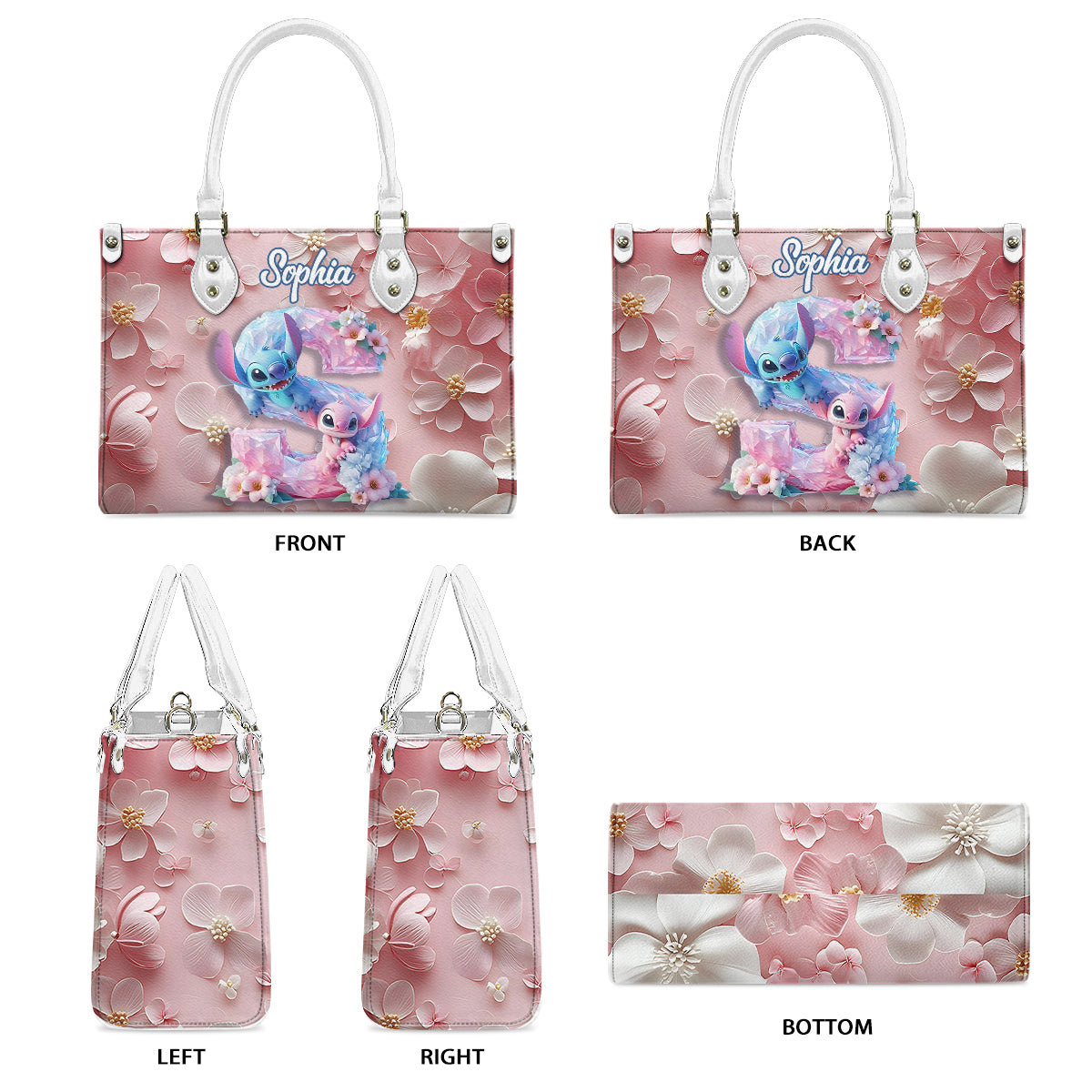 Floral Ohana - Personalized Ohana Leather Handbag