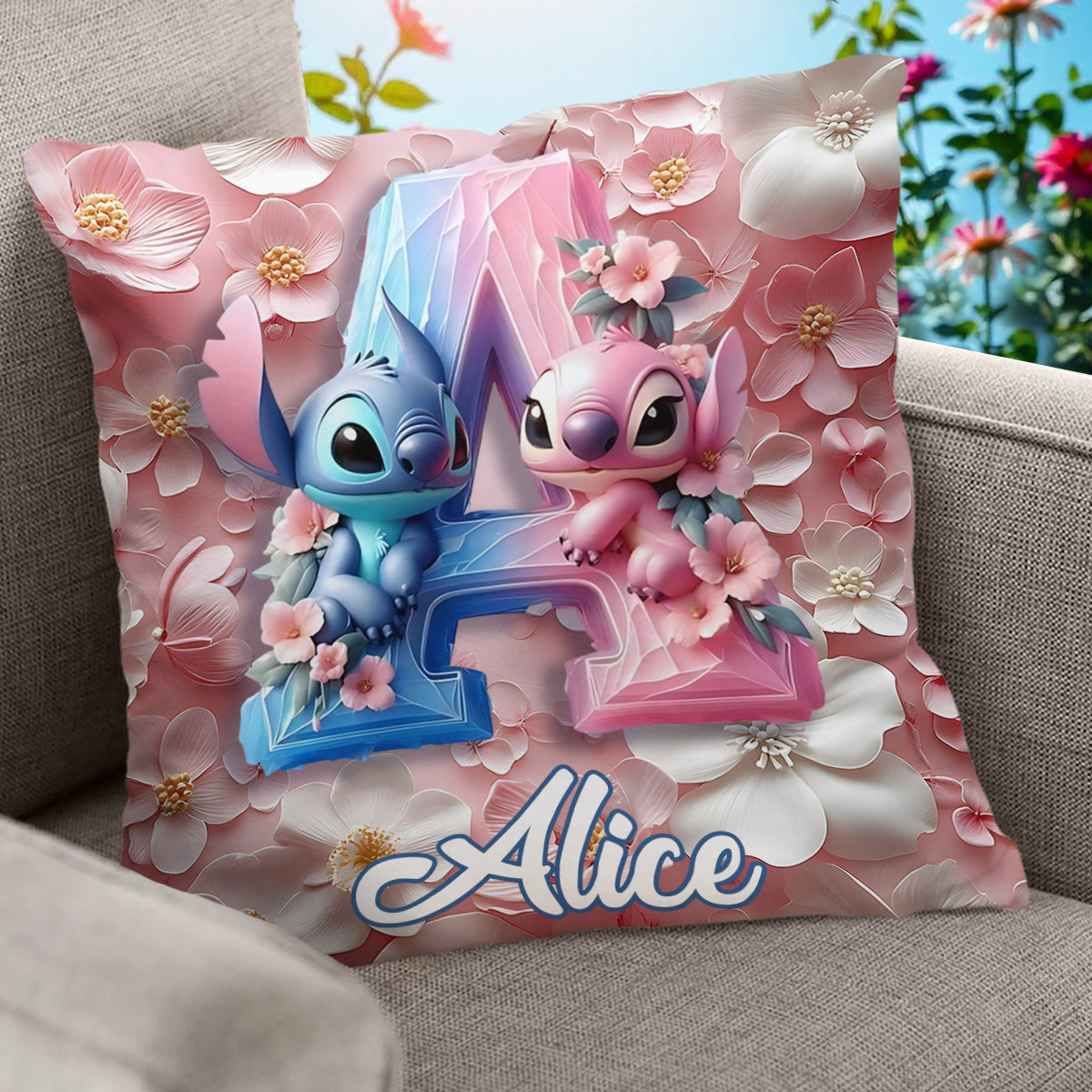 Floral Ohana - Personalized Ohana Throw Pillow
