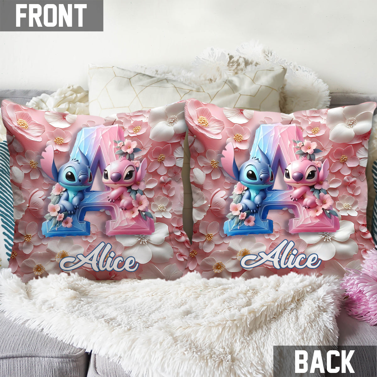 Floral Ohana - Personalized Ohana Throw Pillow