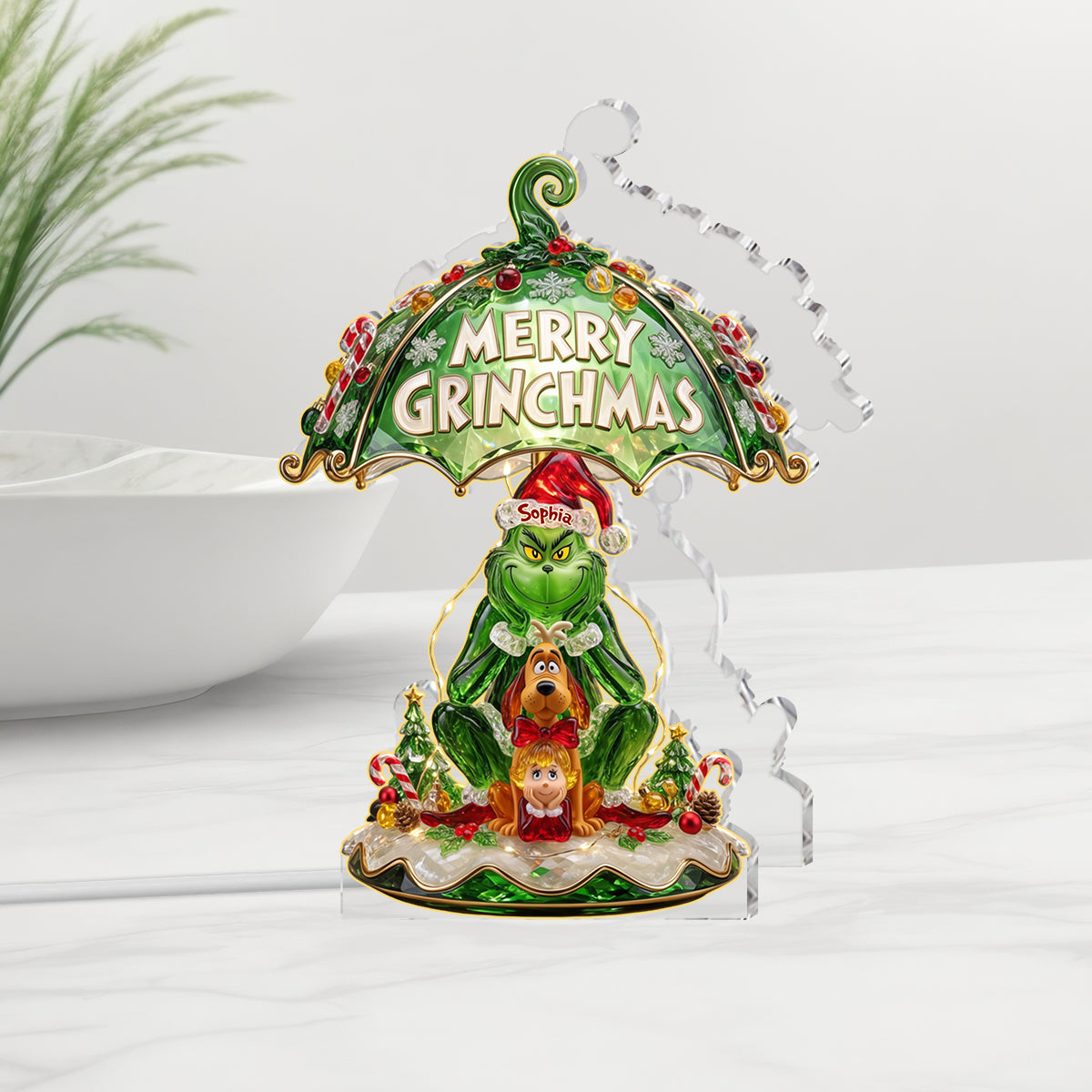 Merry Grinchmas - Personalized Stole Christmas Acrylic LED Night Light