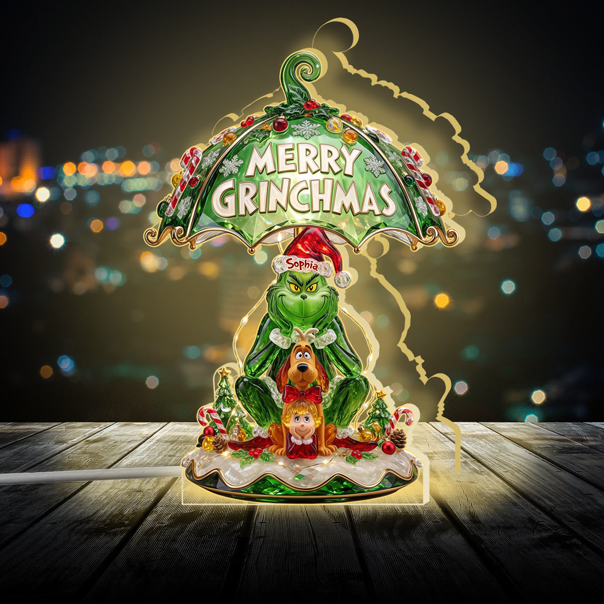 Merry Grinchmas - Personalized Stole Christmas Acrylic LED Night Light