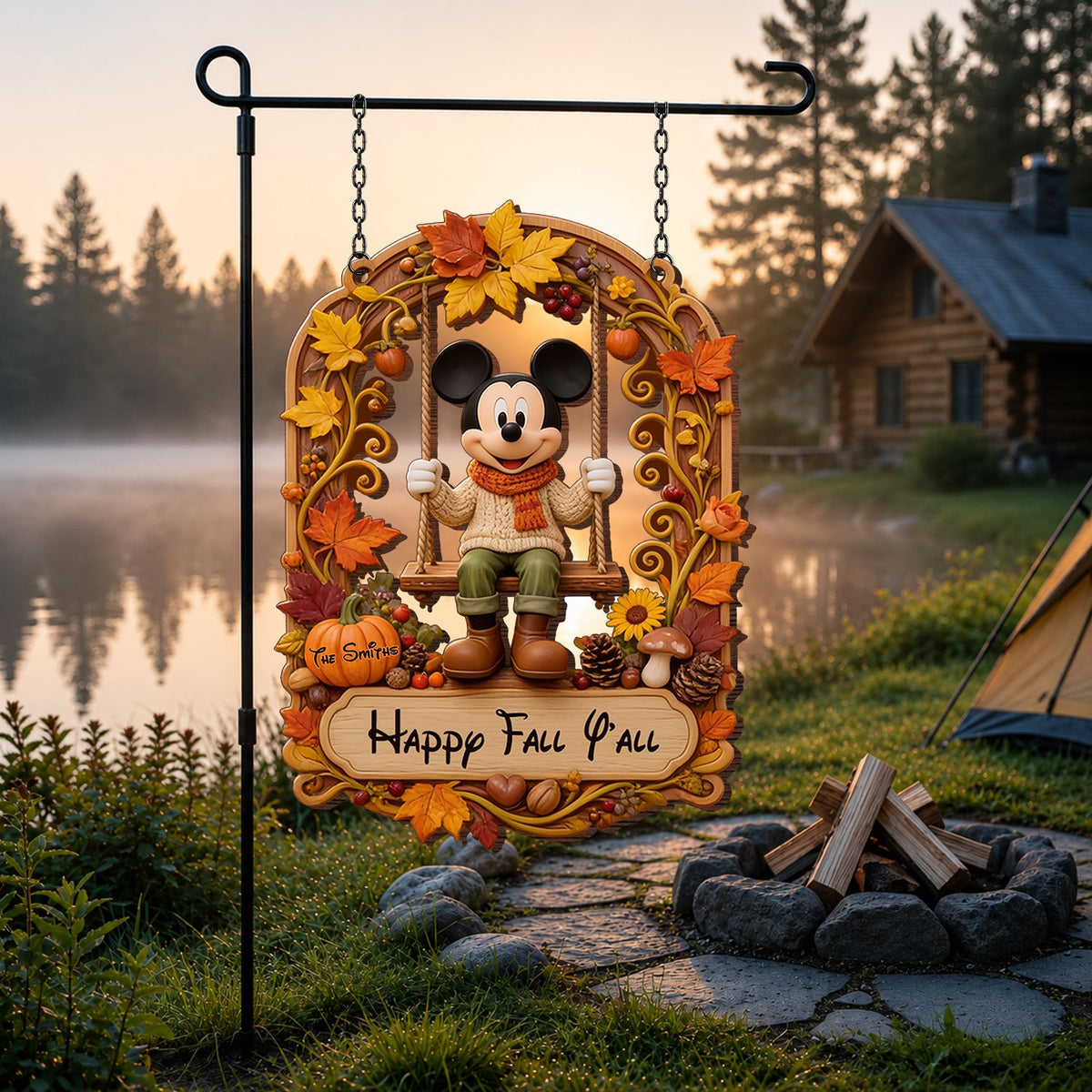 Happy Fall Y'all - Personalized Mouse Wood Sign With Stake