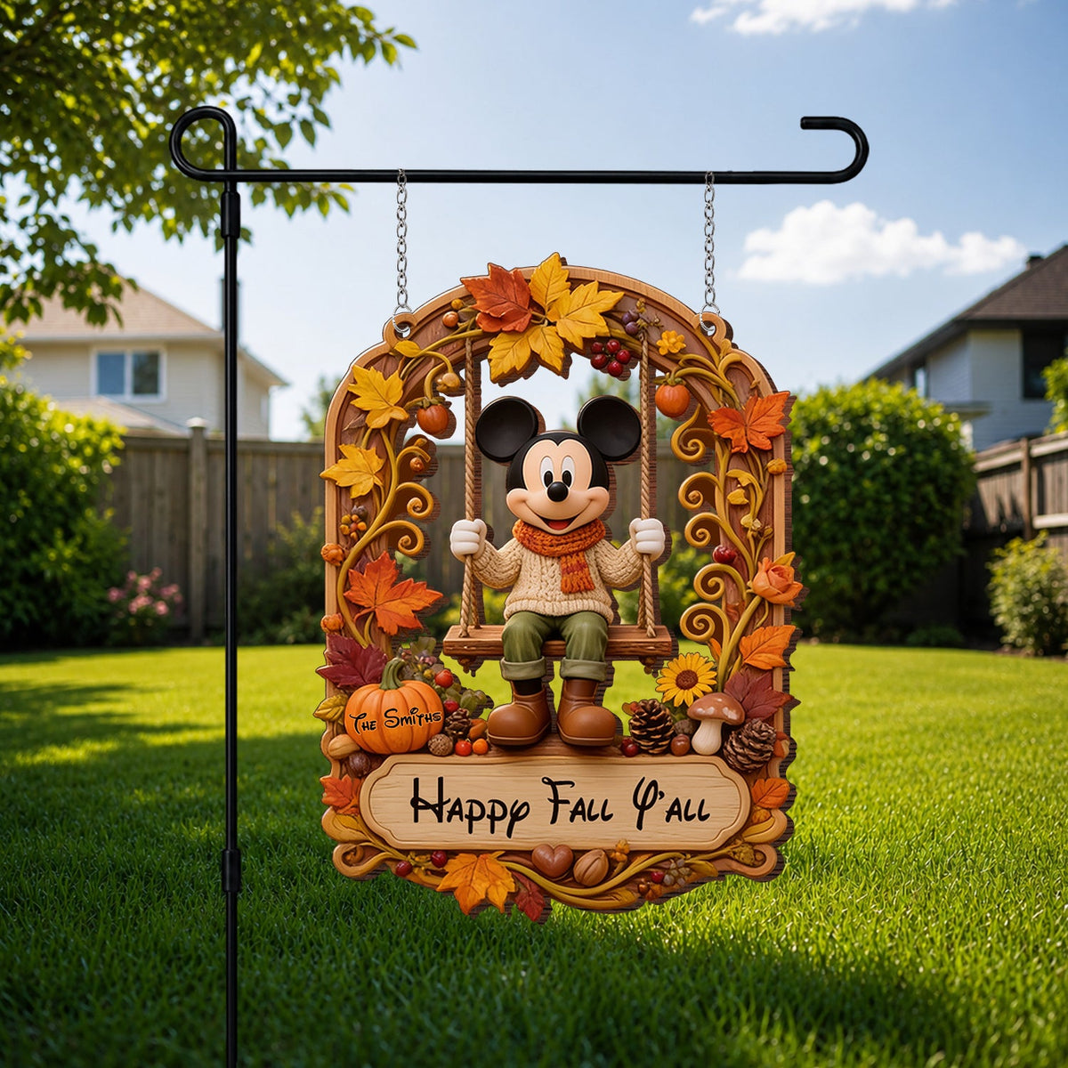 Happy Fall Y'all - Personalized Mouse Wood Sign With Stake