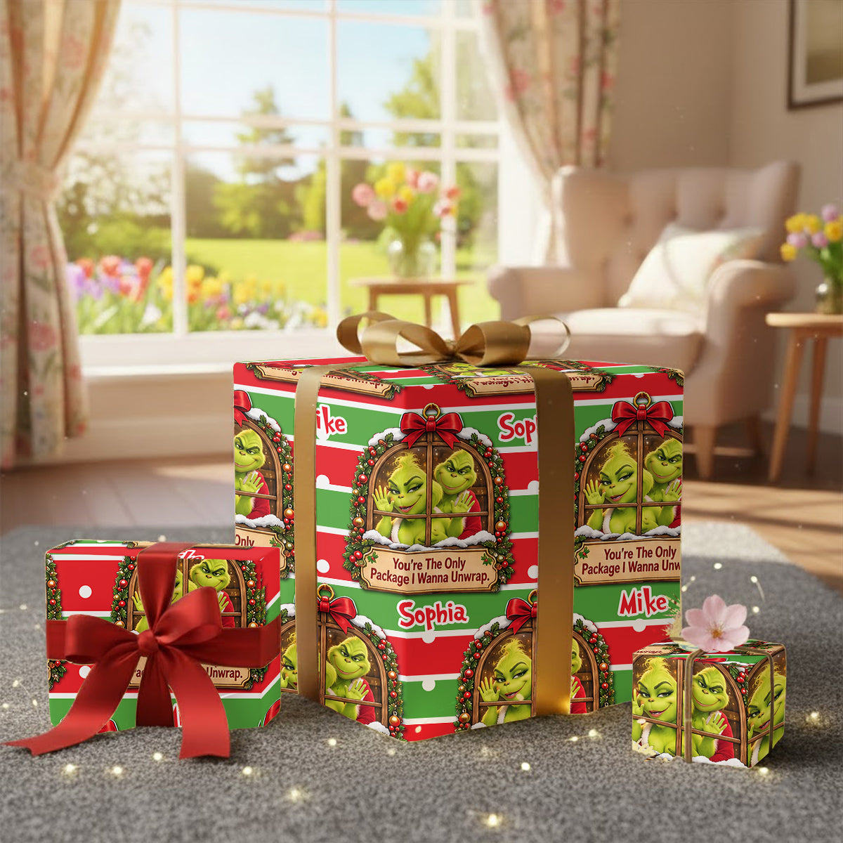 Grinchy Vibes, Christmas Gift - Personalized Stole Christmas Wrapping Papers