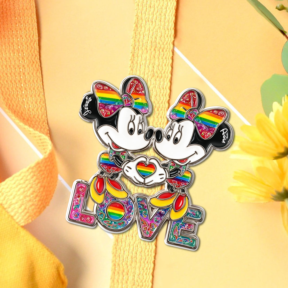 Rainbow Mouse Couple Love - Personalized LGBT Support Pin
