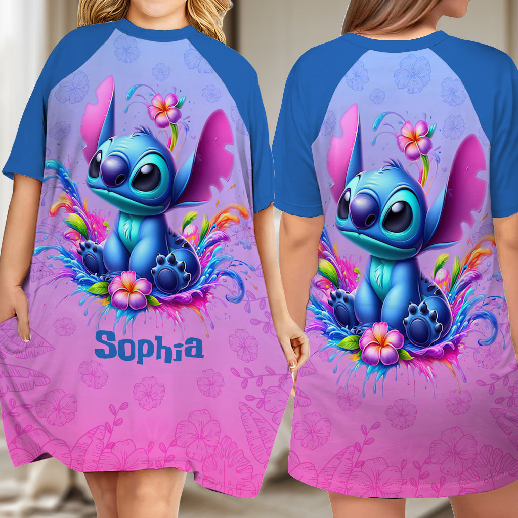 Ohana - Personalized Ohana Sleep T-shirt Dress