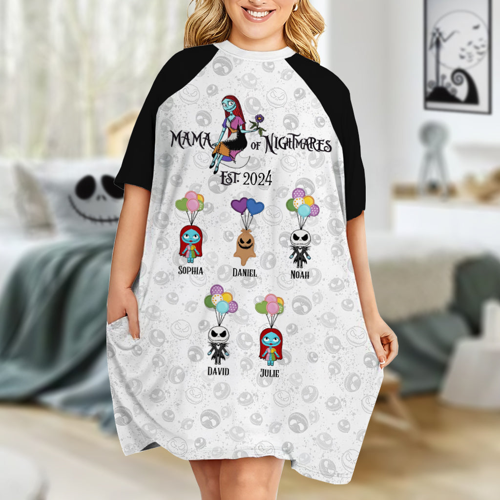 Mama Of Nightmares - Personalized Nightmare Sleep T-shirt Dress