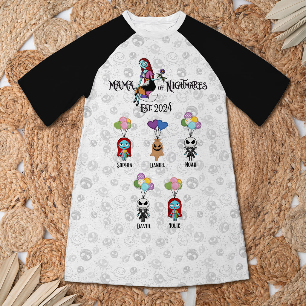 Mama Of Nightmares - Personalized Nightmare Sleep T-shirt Dress