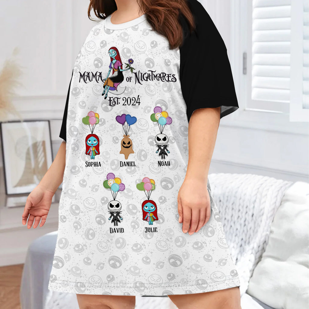 Mama Of Nightmares - Personalized Nightmare Sleep T-shirt Dress