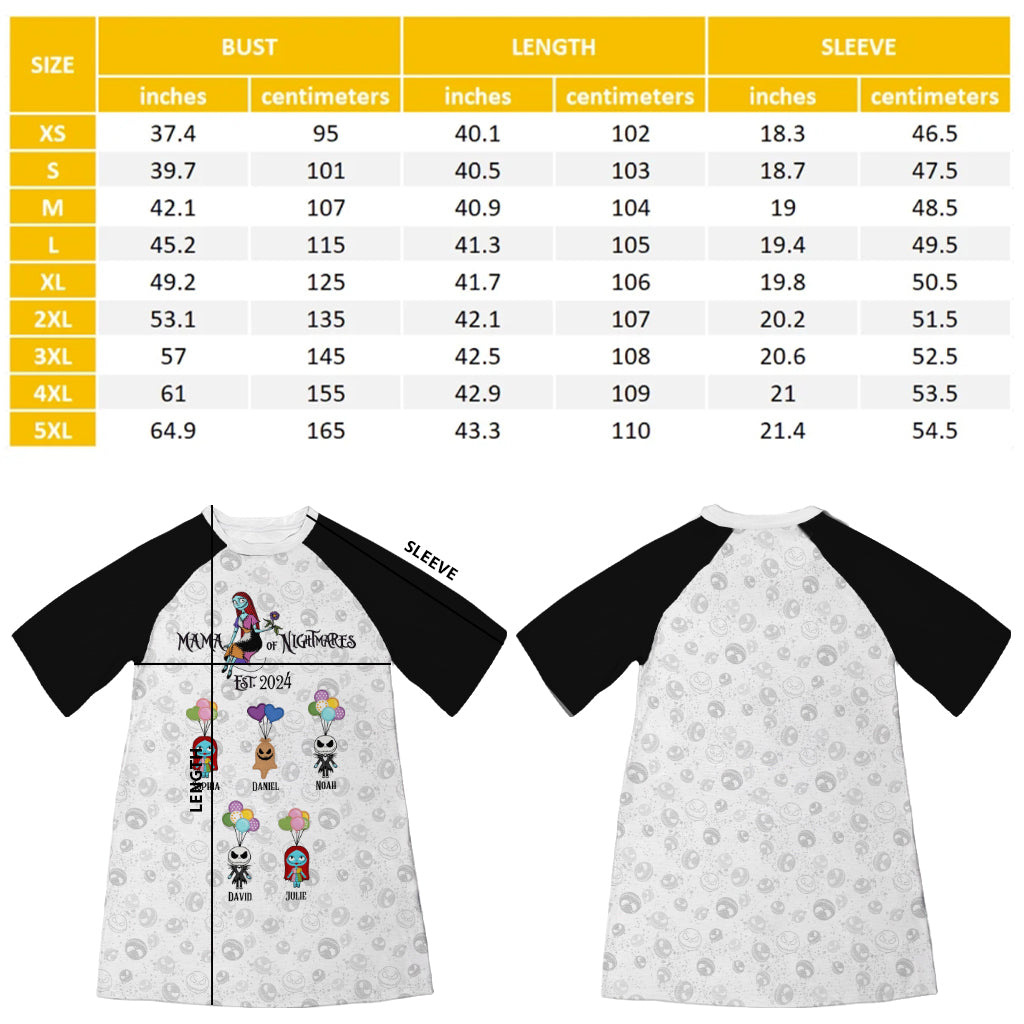 Mama Of Nightmares - Personalized Nightmare Sleep T-shirt Dress