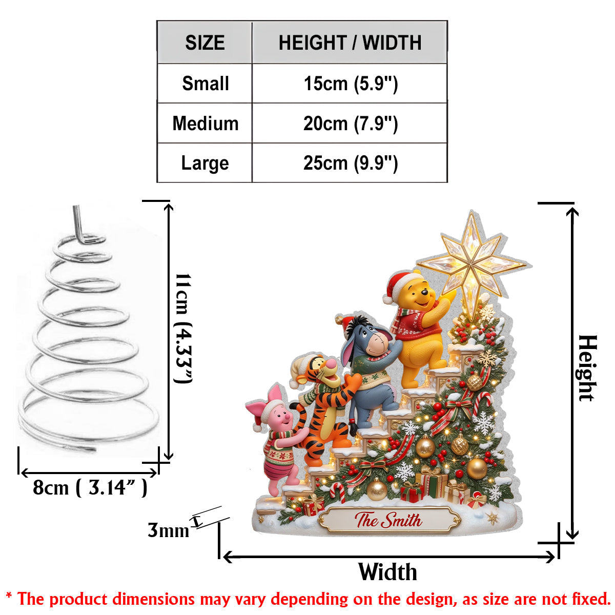 Best Time Of The Year - Personalized Yellow Bear LED Light Tree Topper