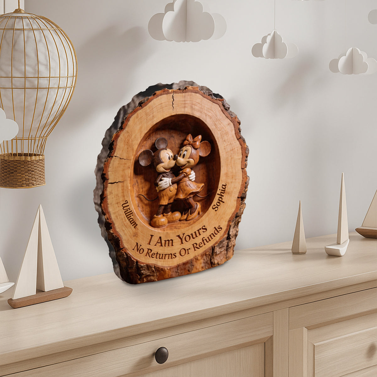 I Love You - Personalized Mouse Custom Shaped Wood Plaque
