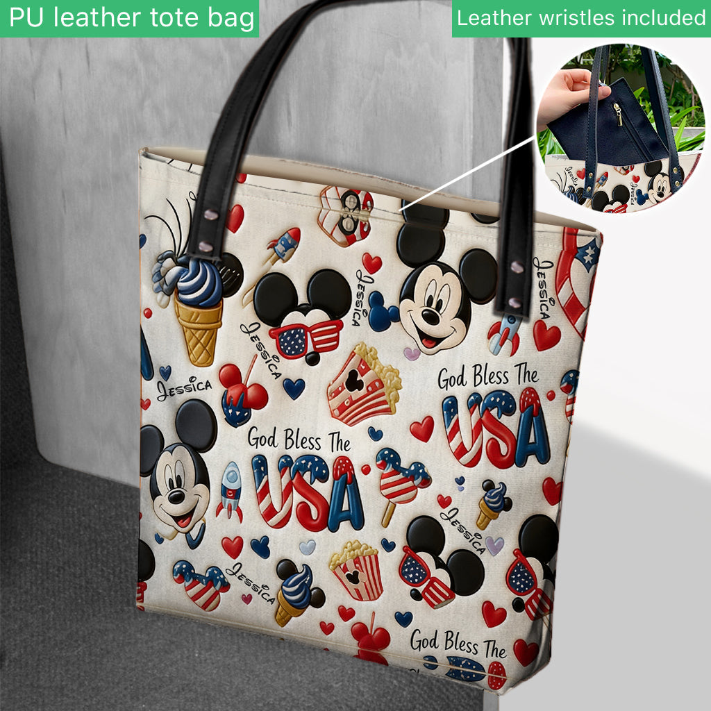 American Mouse Ears 4th of July - Personalized Mouse Tote Bag