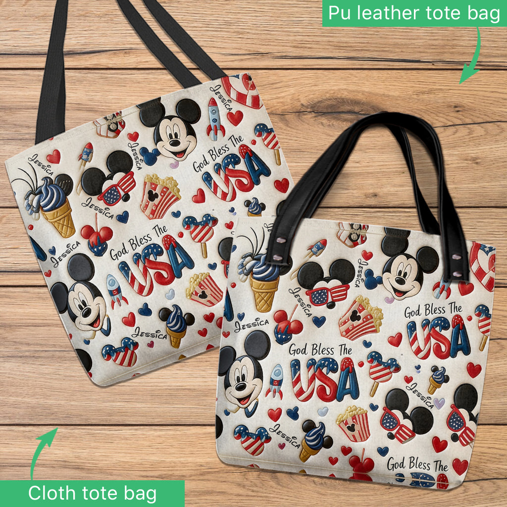 American Mouse Ears 4th of July - Personalized Mouse Tote Bag