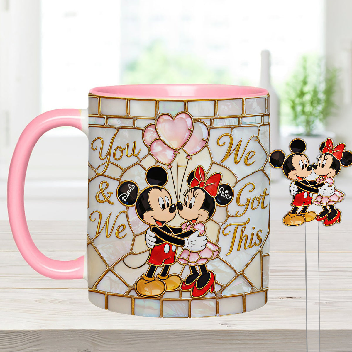You & Me We Got This - Personalized Mouse Set Accent Mug with Acrylic Stirrers