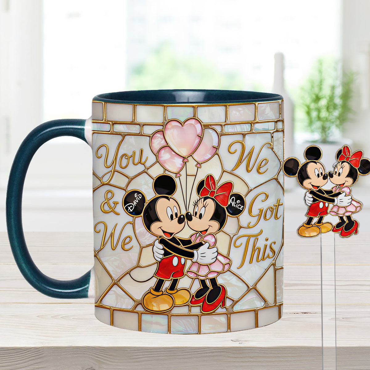 You & Me We Got This - Personalized Mouse Set Accent Mug with Acrylic Stirrers
