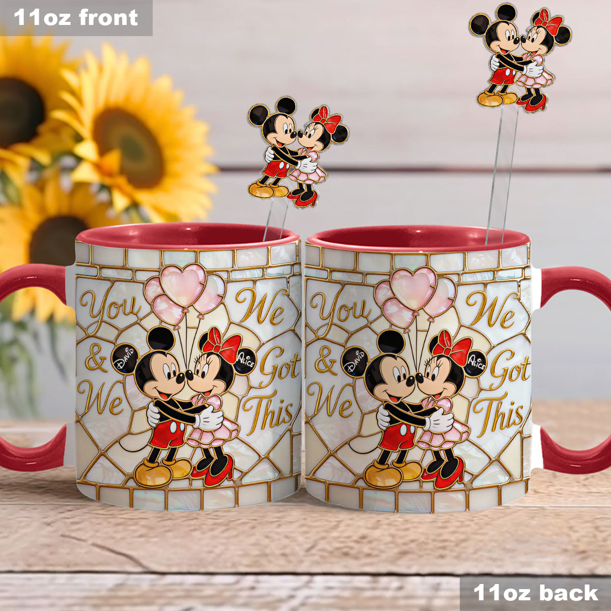 You & Me We Got This - Personalized Mouse Set Accent Mug with Acrylic Stirrers