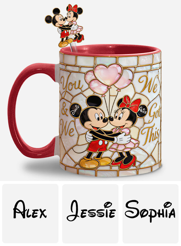 You & Me We Got This - Personalized Mouse Set Accent Mug with Acrylic Stirrers