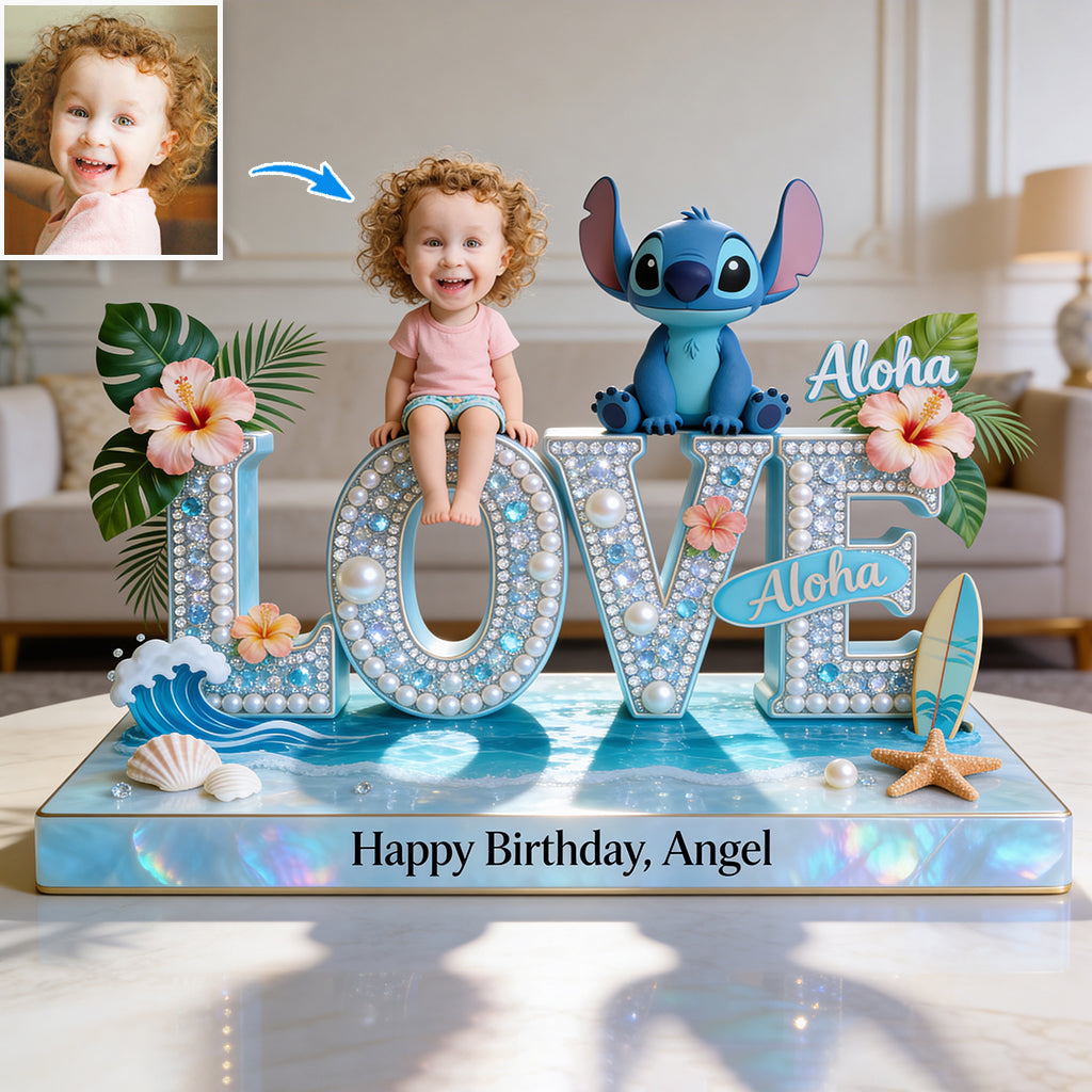 Hawaiian Cartoon Monster, Gift for Kids - Personalized Ohana Custom Shaped Acrylic Plaque