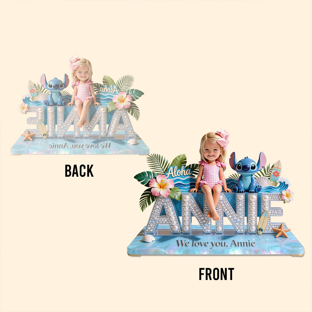 Hawaiian Cartoon Monster, Gift for Kids - Personalized Ohana Custom Shaped Acrylic Plaque