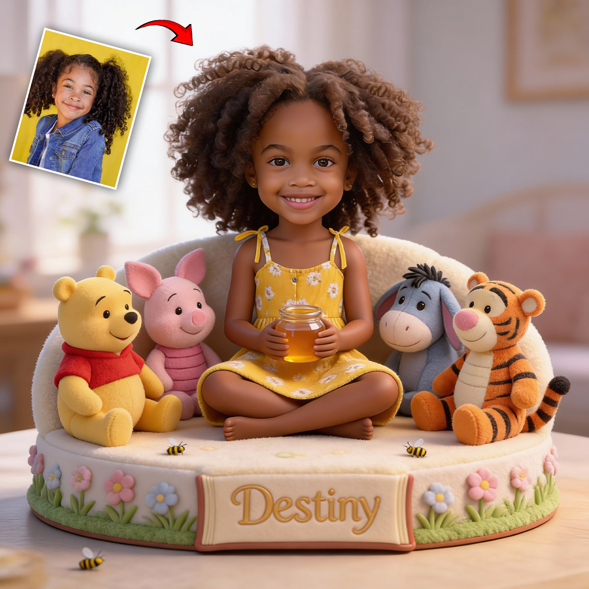 Custom Any Photo Friends - Personalized Yellow Bear Custom Shaped Acrylic Plaque