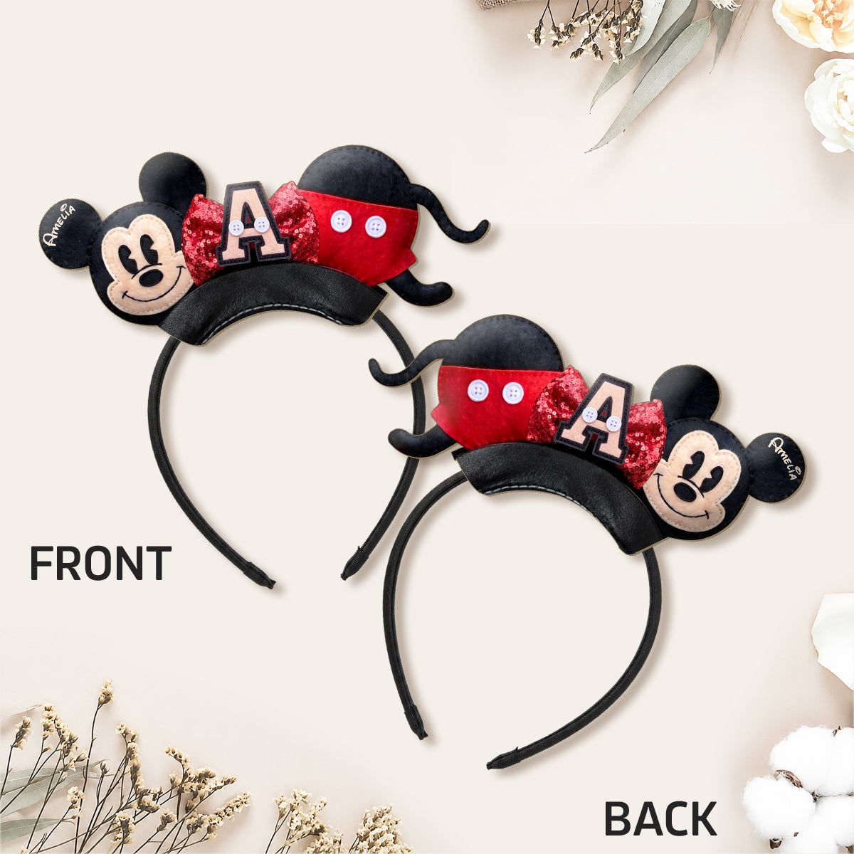 Cute Cartoon Mouse Letter - Personalized Mouse Shaped Leather Headband