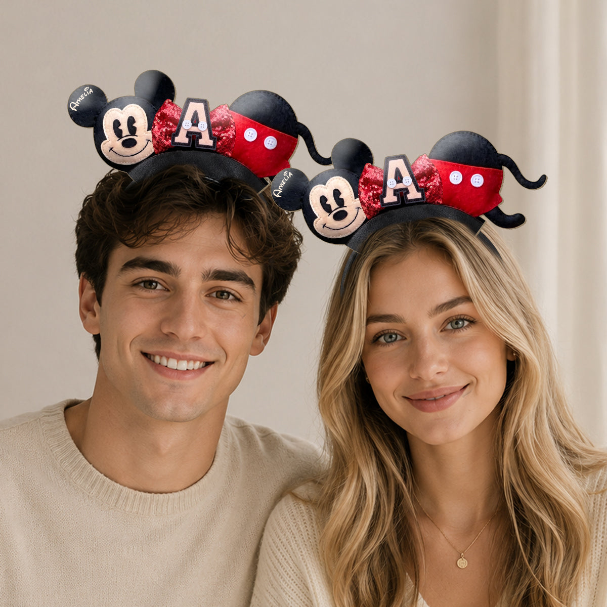 Cute Cartoon Mouse Letter - Personalized Mouse Shaped Leather Headband