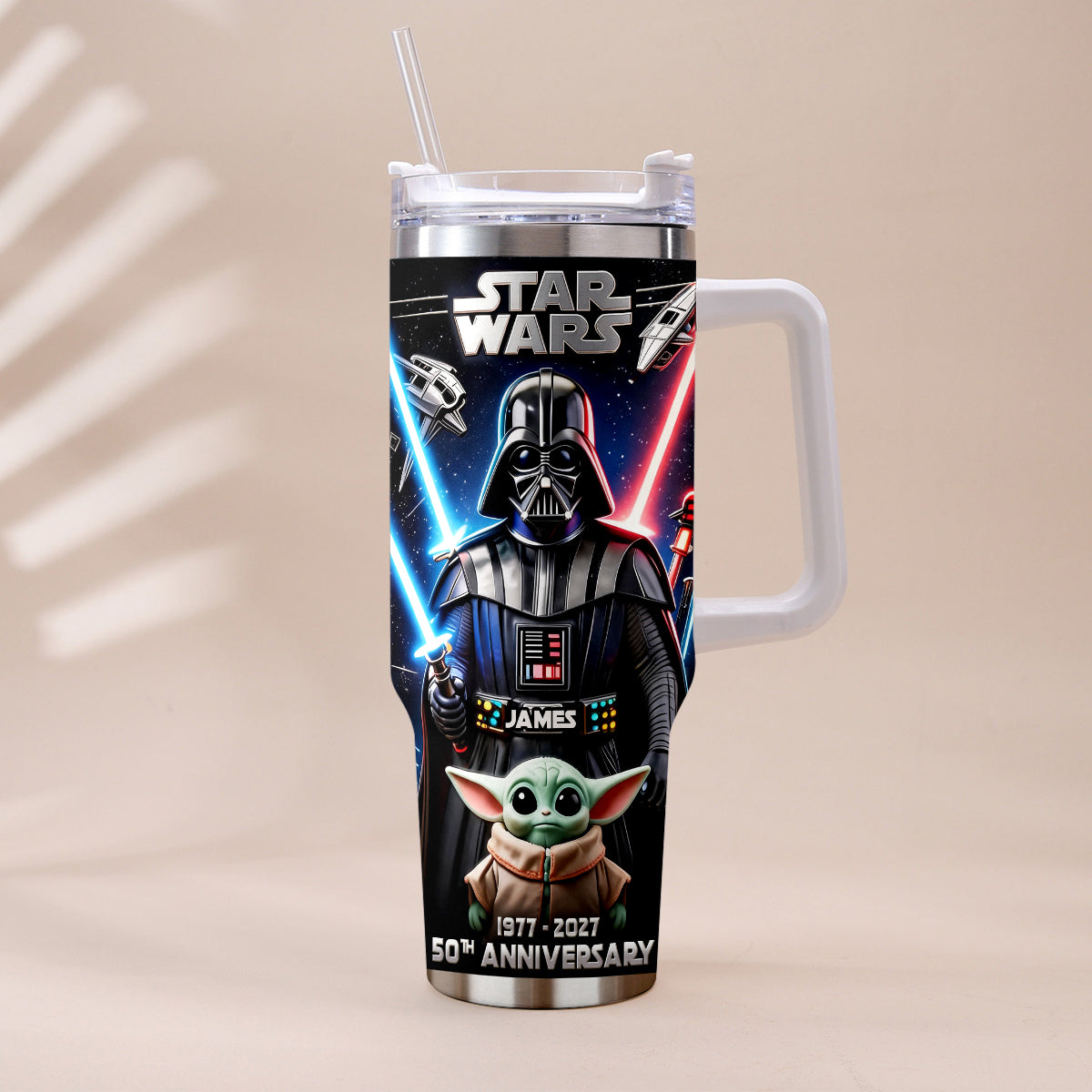 50th anniversary - Personalized The Force Tumbler With Plush Charm