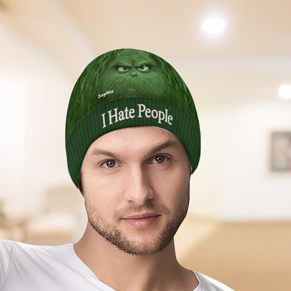 I Hate People - Grinchmas - Personalized Stole Christmas Beanie Hat