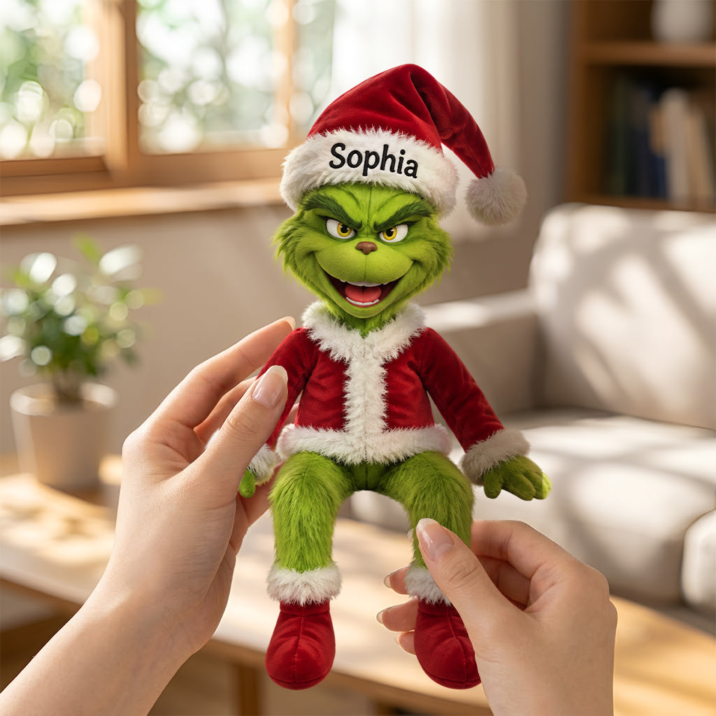 Funny Green Monster Doll - Personalized Stole Christmas Posable Plush Doll