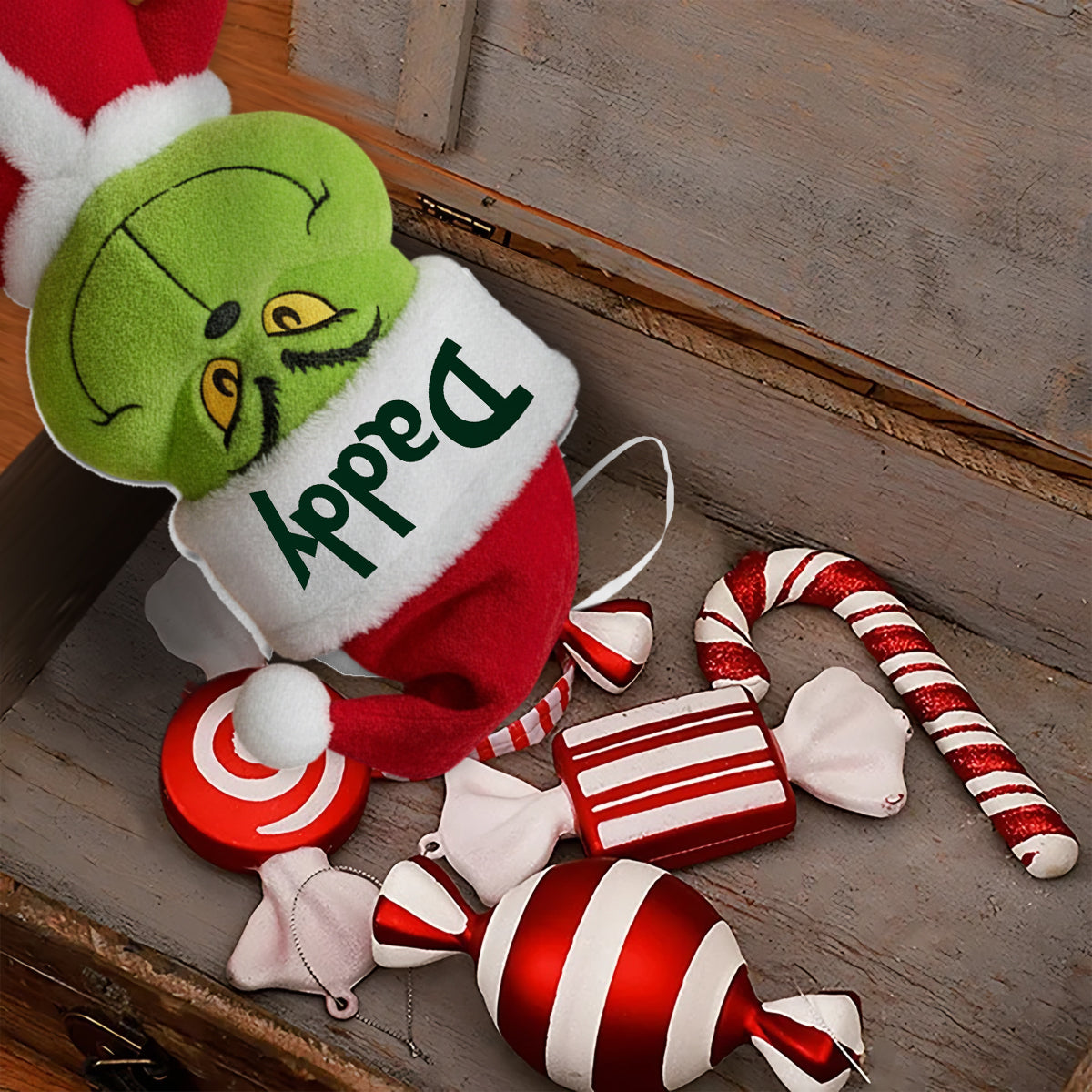 Family Gift Merry Grinchmas - Personalized Stole Christmas Shaped Christmas Stocking