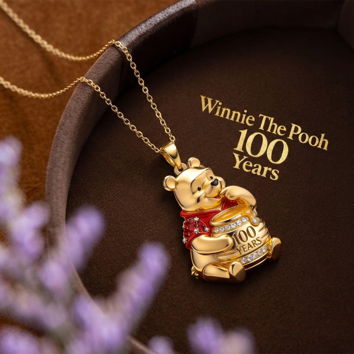 100th Anniversary - Personalized Yellow Bear Shaped Metal Pendant Necklace