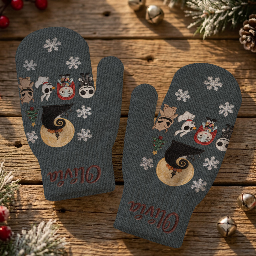 Merry Christmas - Personalized Nightmare Knitted Mittens