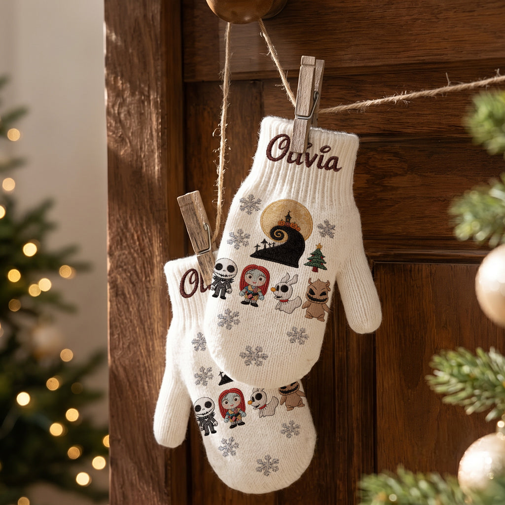 Merry Christmas - Personalized Nightmare Knitted Mittens