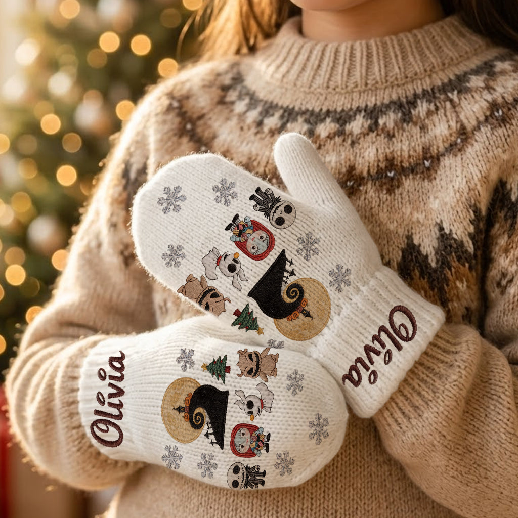 Merry Christmas - Personalized Nightmare Knitted Mittens