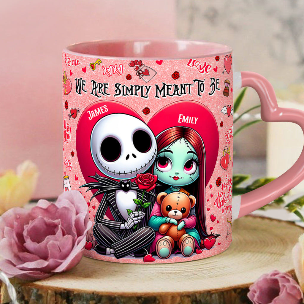 We're Simply Meant To Be - Personalized Nightmare Heart Handle Mug