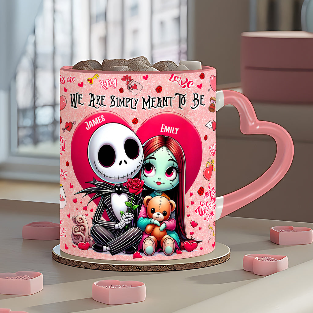 We're Simply Meant To Be - Personalized Nightmare Heart Handle Mug