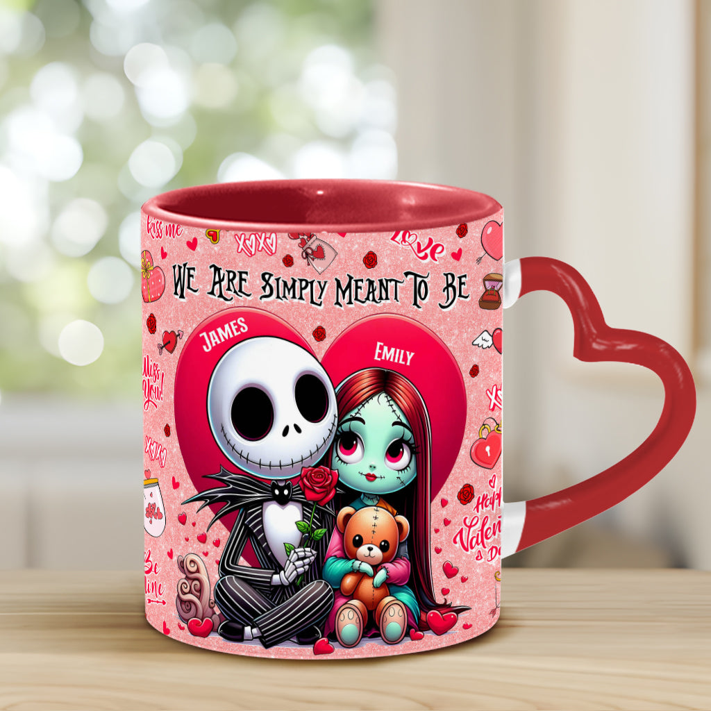We're Simply Meant To Be - Personalized Nightmare Heart Handle Mug