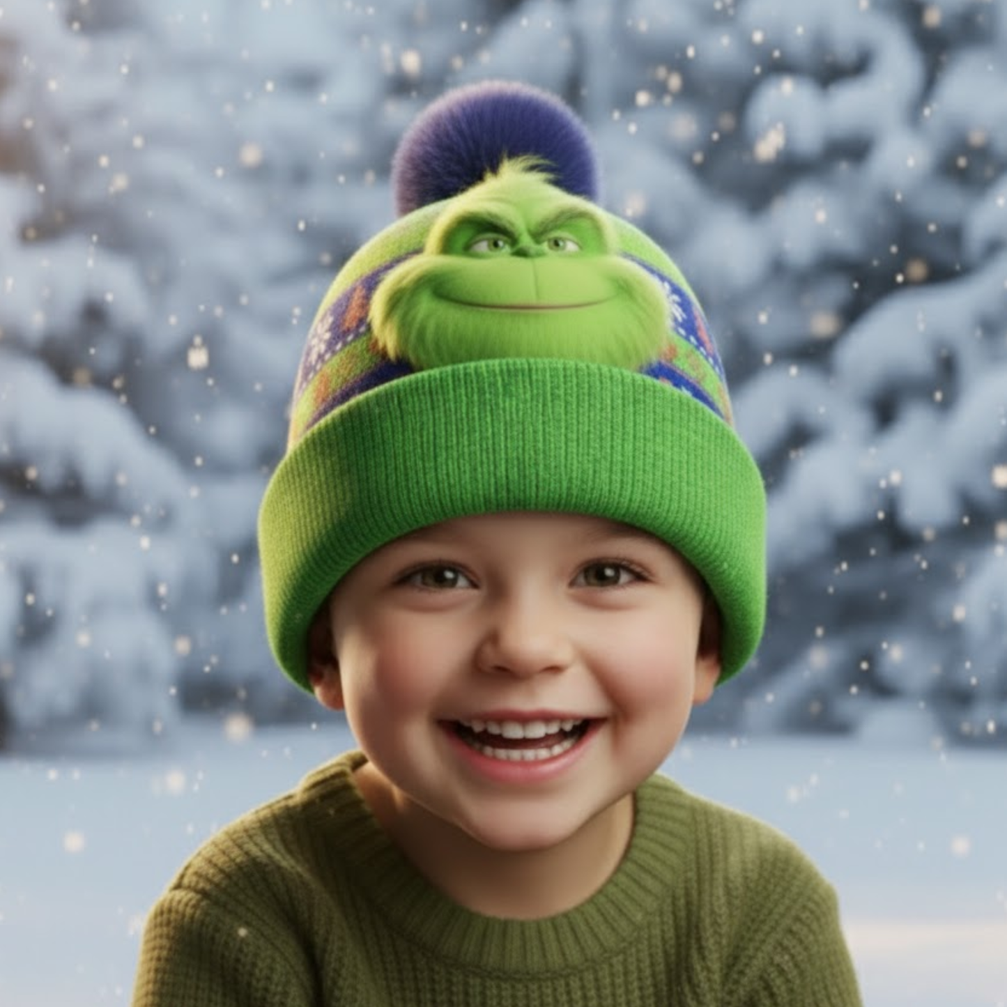 Green Monster Christmas - Personalized Stole Christmas Beanie Hat