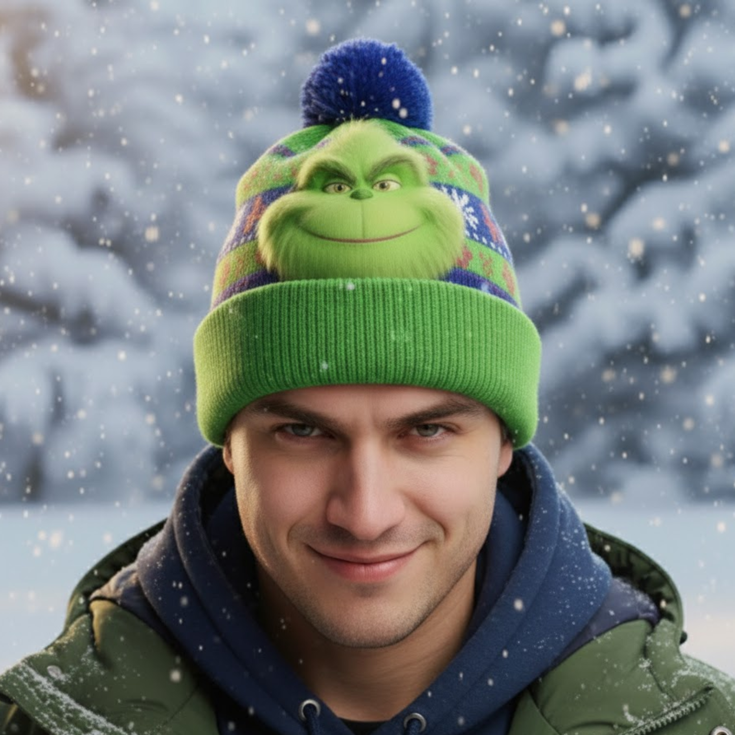 Green Monster Christmas - Personalized Stole Christmas Beanie Hat