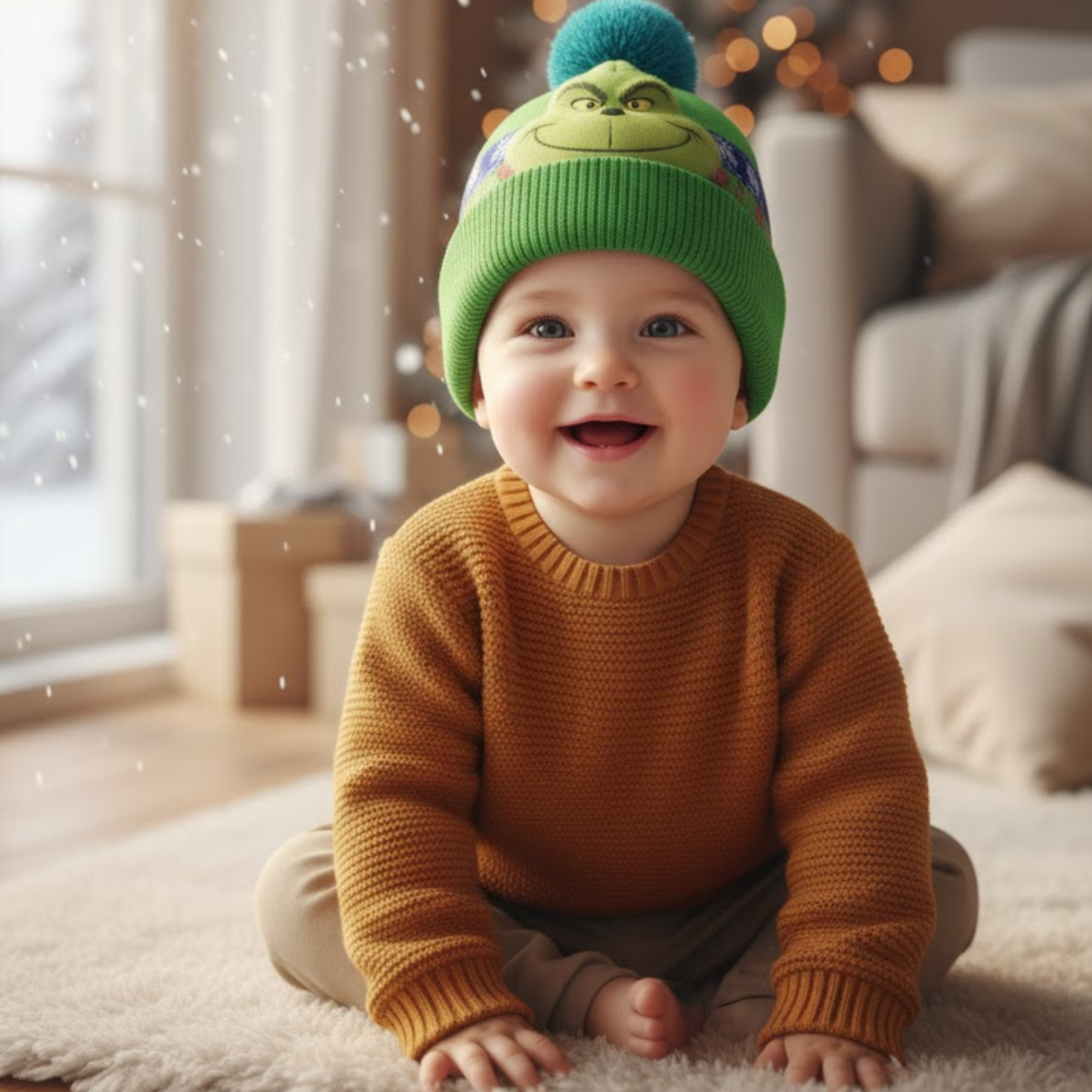 Green Monster Christmas - Personalized Stole Christmas Beanie Hat