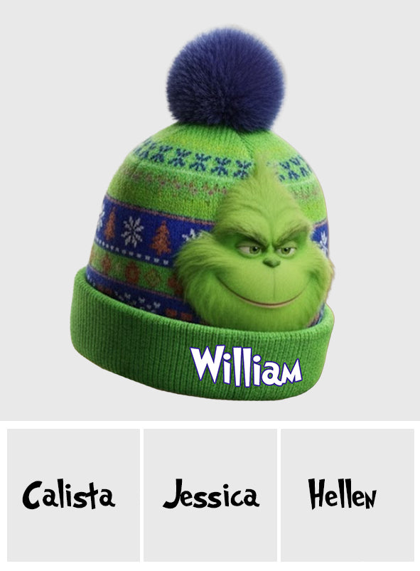 Green Monster Christmas - Personalized Stole Christmas Beanie Hat