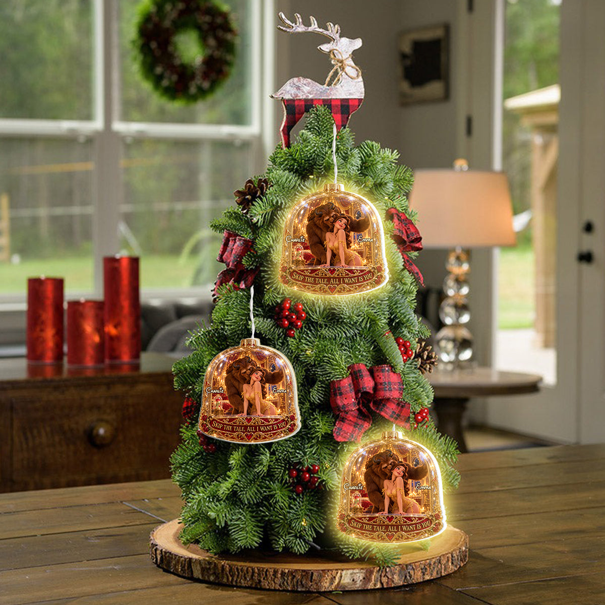 All I Want Is You - Personalized Beauty And The Beast LED Light Ornament