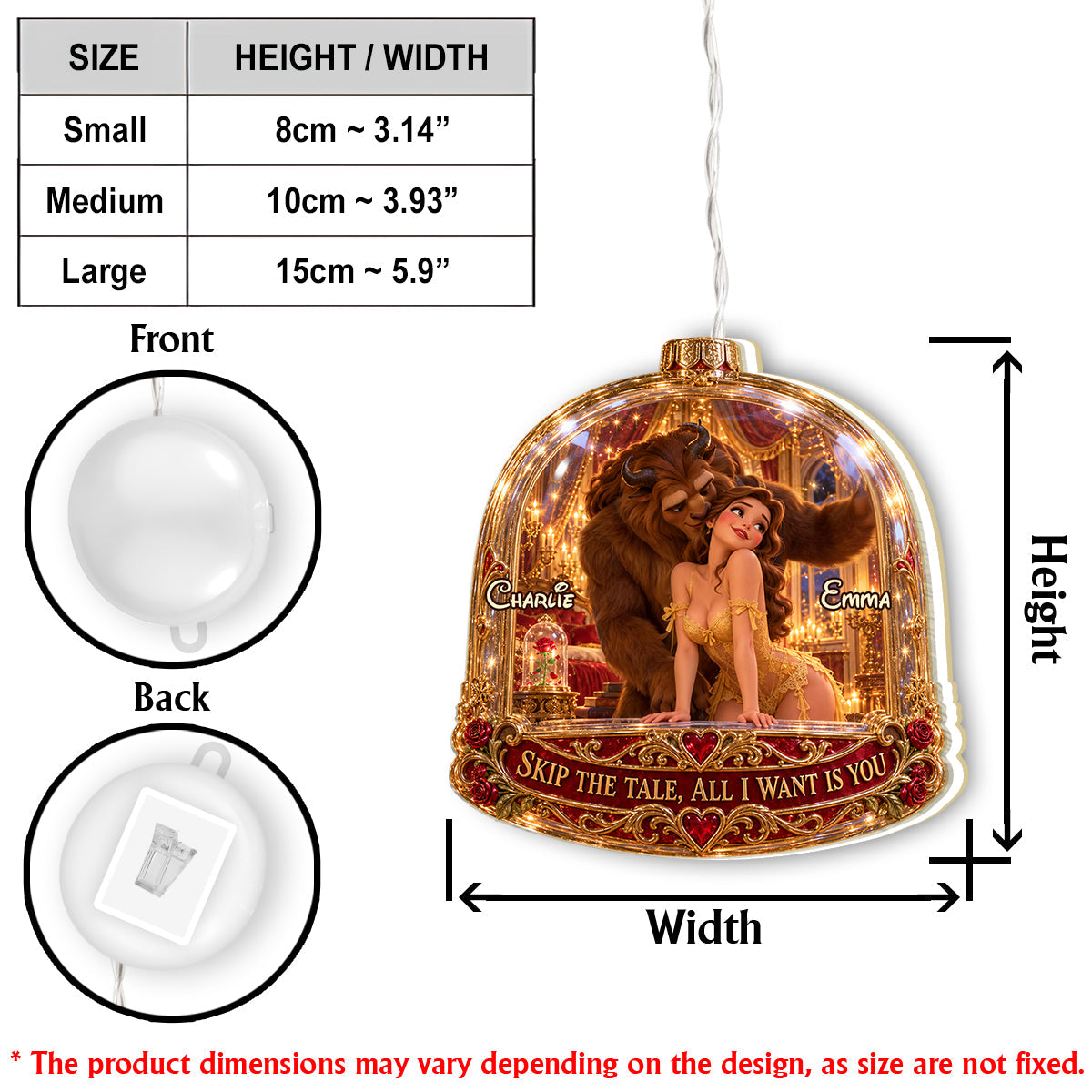 All I Want Is You - Personalized Beauty And The Beast LED Light Ornament