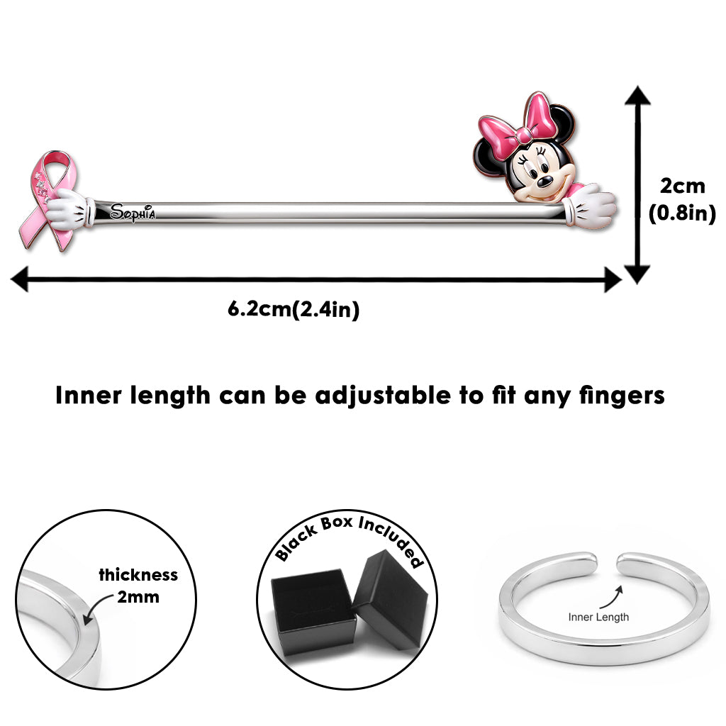 Breast Cancer Awareness - Personalized Breast Cancer Awareness Bracelet & Ring Set