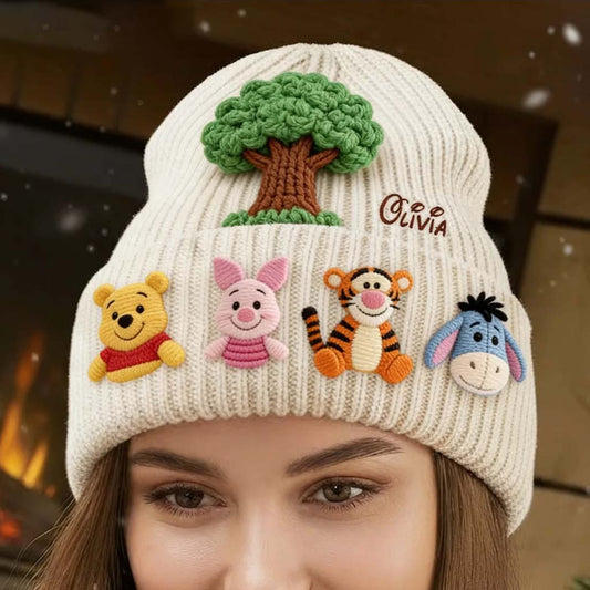Friends - Personalized Yellow Bear Beanie Hat With Patches