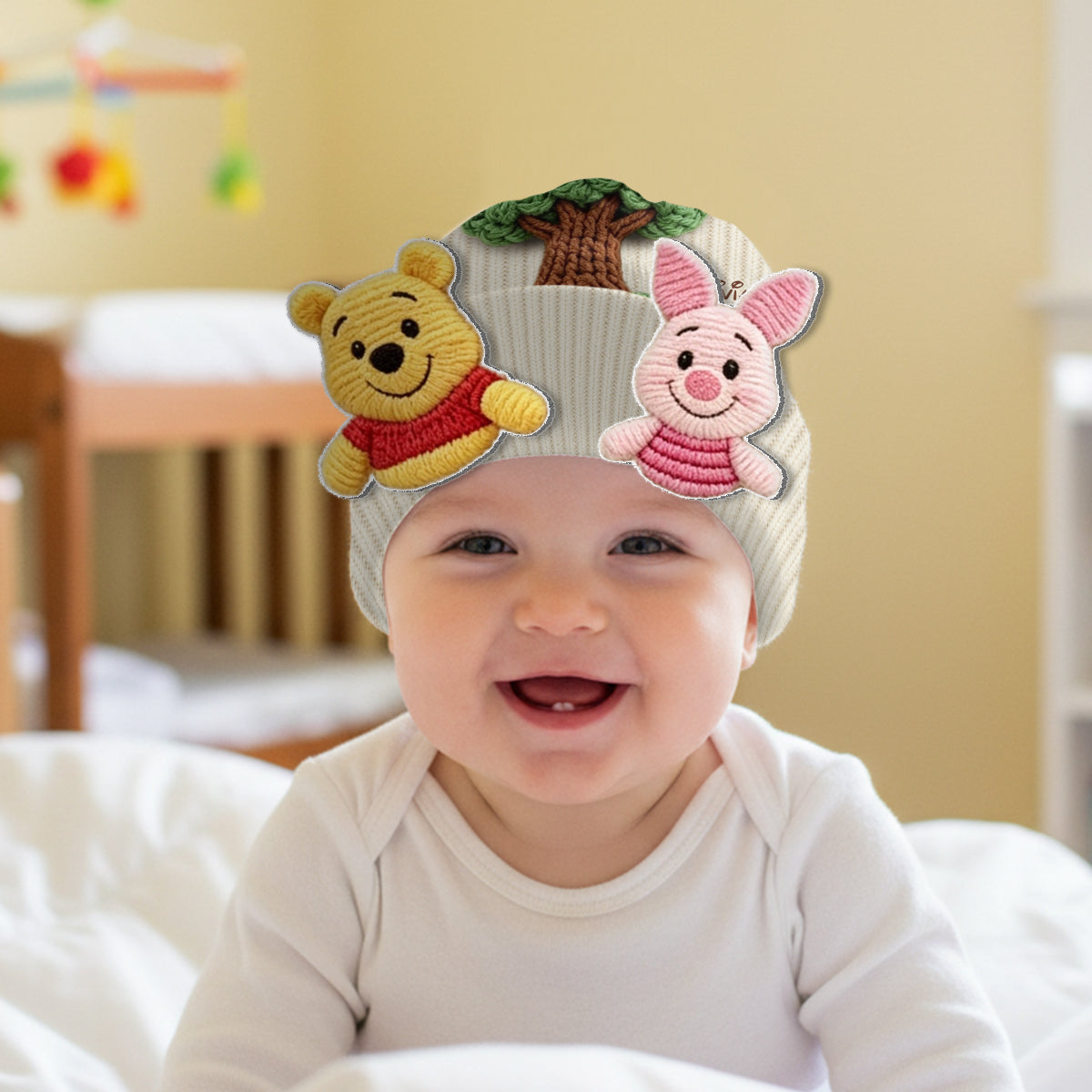 Friends - Personalized Yellow Bear Beanie Hat With Patches
