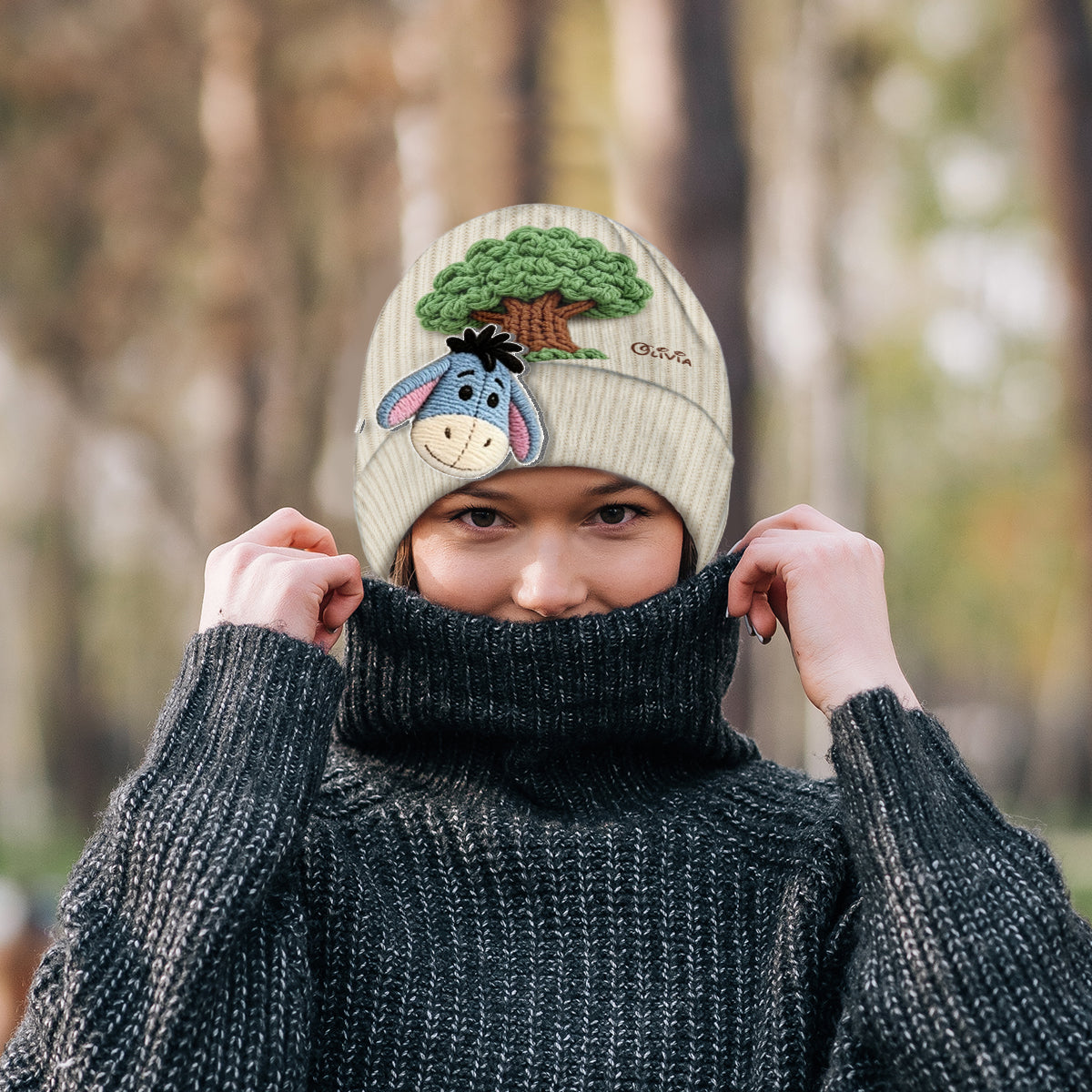 Friends - Personalized Yellow Bear Beanie Hat With Patches